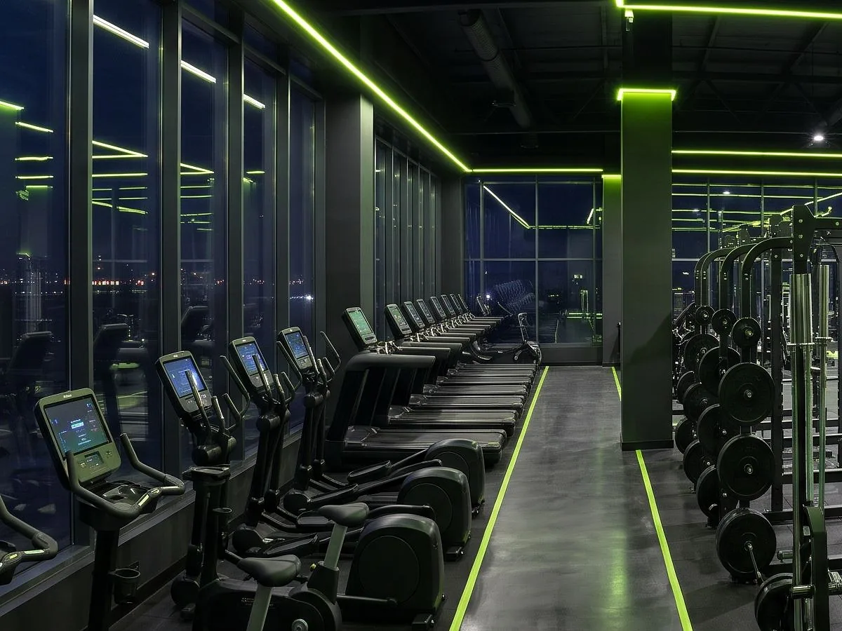 Cardio zone with treadmills and bikes